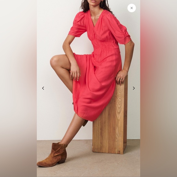 Pink‎ BA&SH Linda Midi Dress Size Medium - Picture 2 of 10